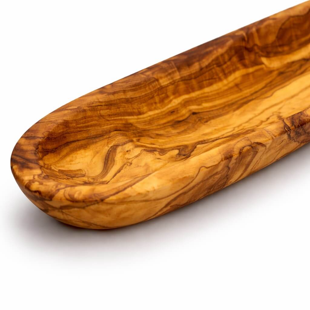 Baguette-Schale aus Olivenholz – Glatter Rand (30cm) - Image 3