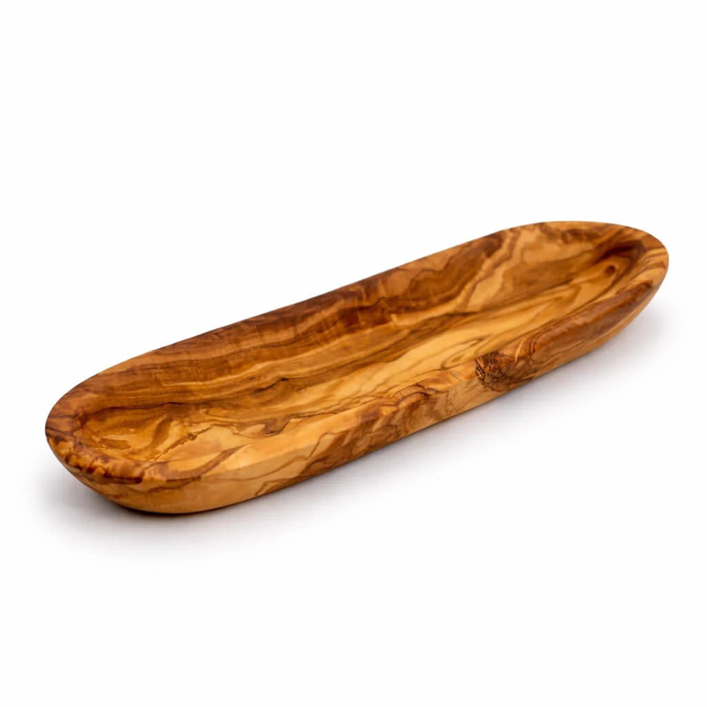 Baguette-Schale aus Olivenholz – Glatter Rand (30cm) - Image 6