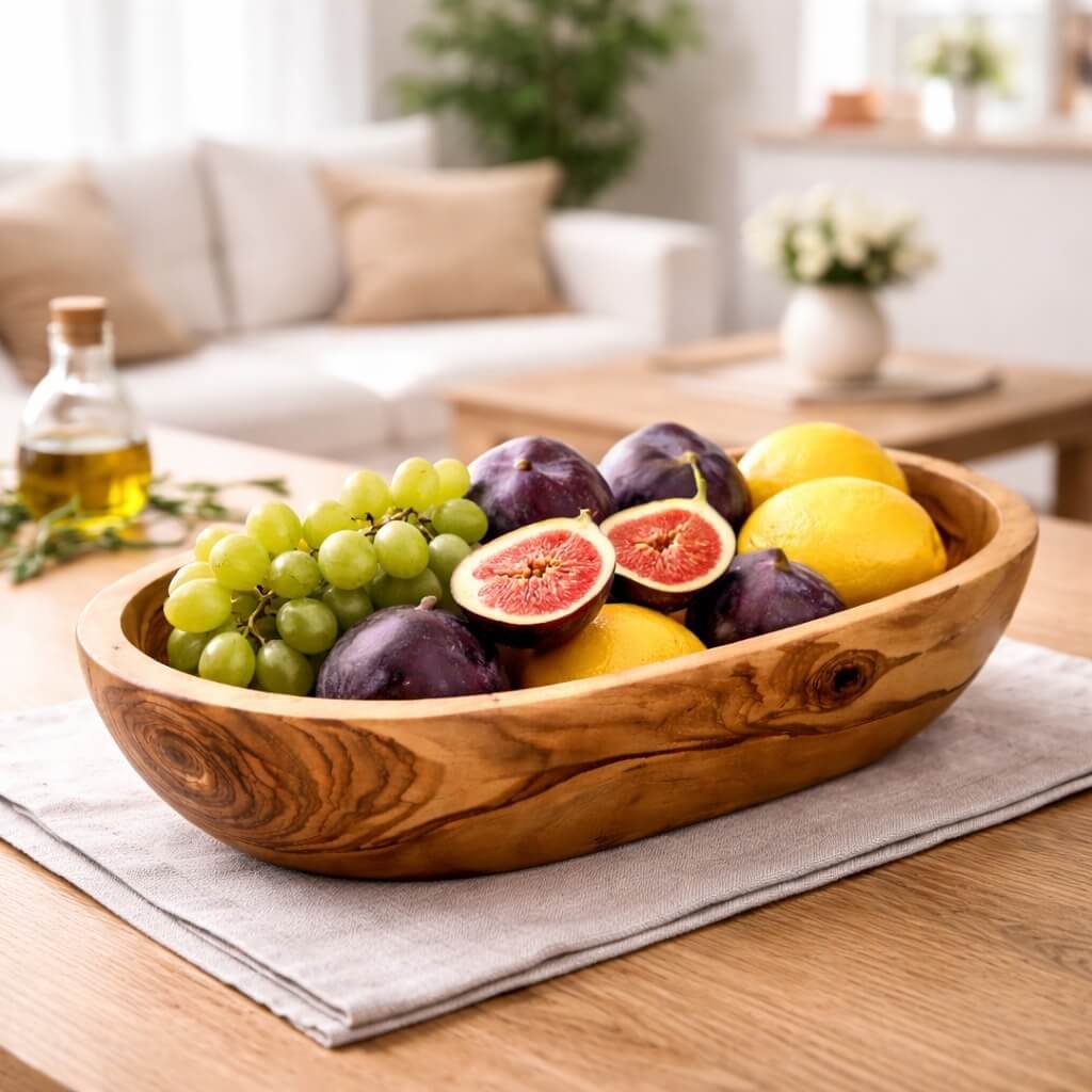 Obstschale aus massivem Olivenholz (29cm) - Image 2