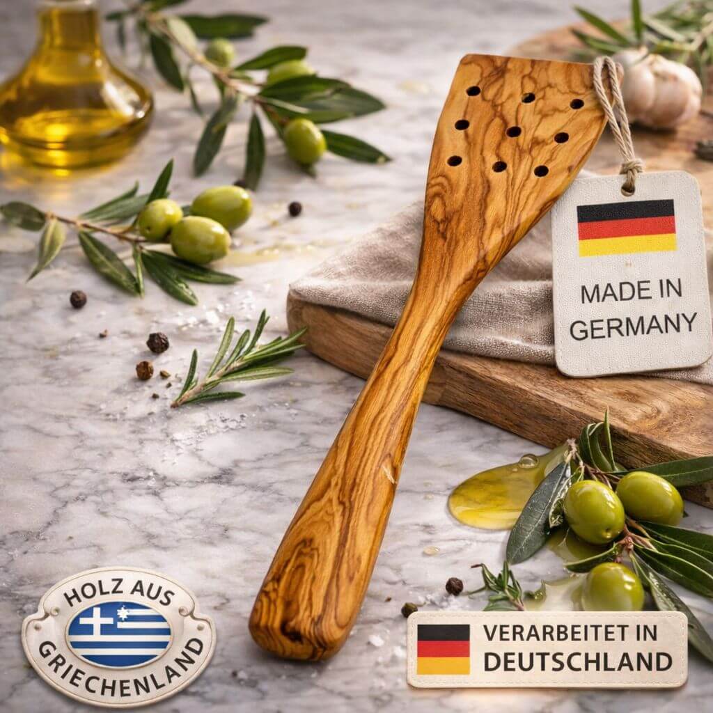 Pfannenwender aus Olivenholz mit Löchern (30 cm) - Image 2