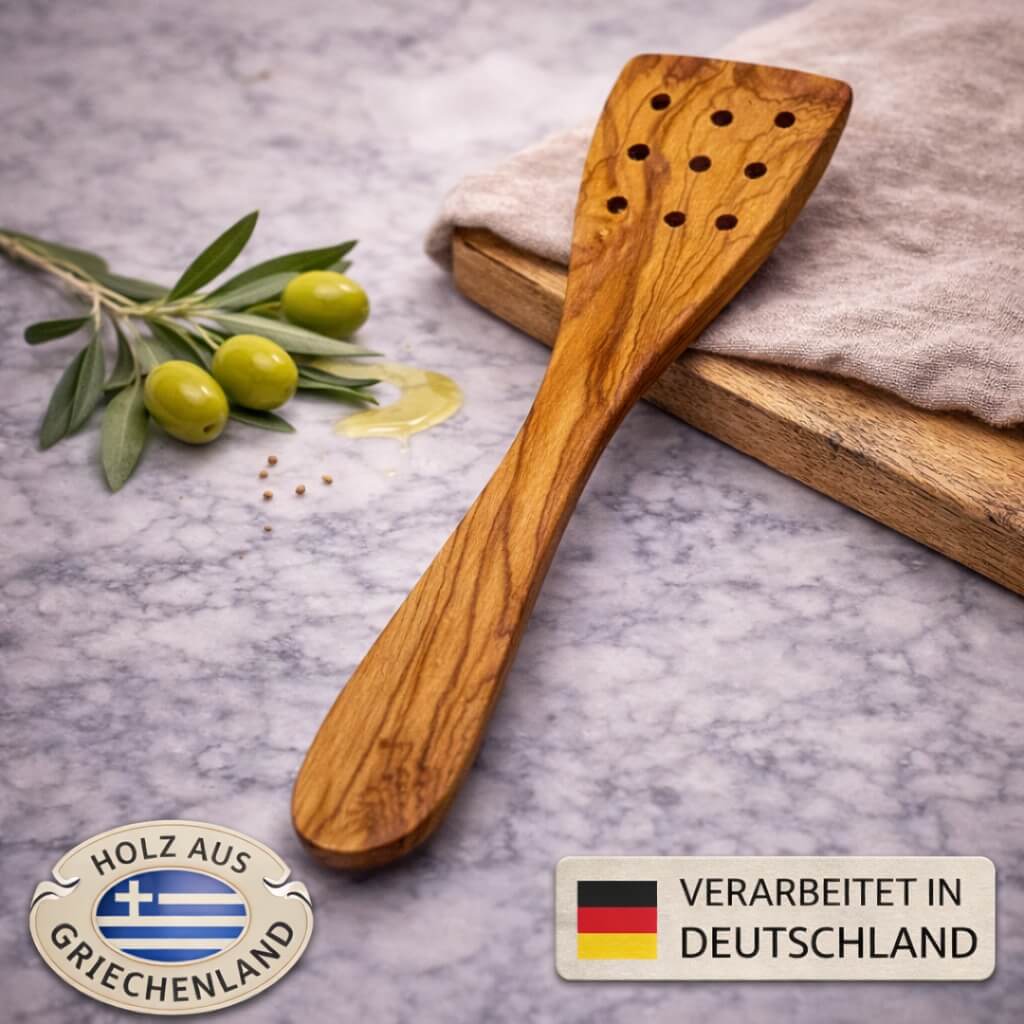 Pfannenwender aus Olivenholz mit Löchern (30 cm) - Image 5
