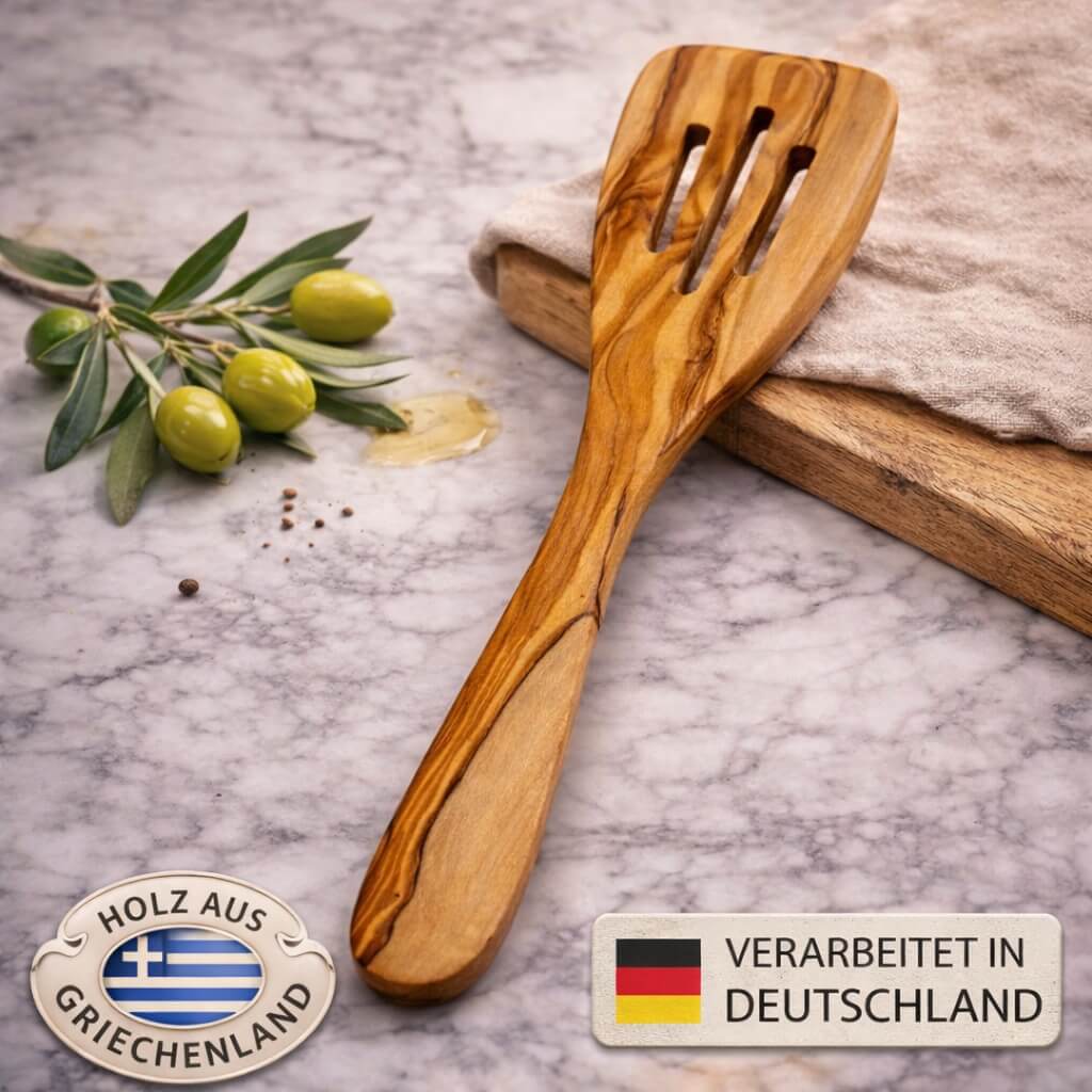 Pfannenwender aus Olivenholz mit Schlitzen (30 cm) - Image 2