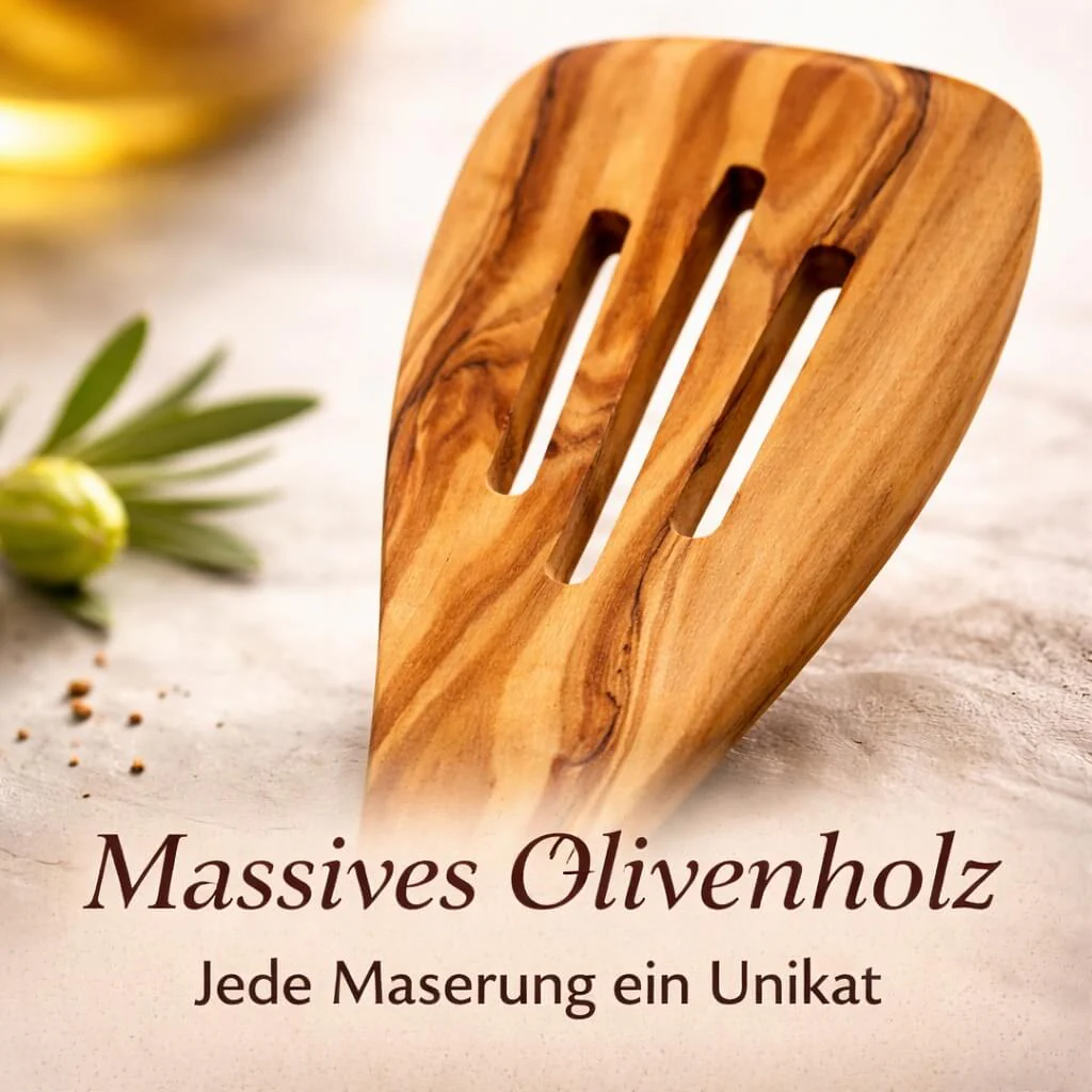 Pfannenwender aus Olivenholz mit Schlitzen (30 cm) - Image 3