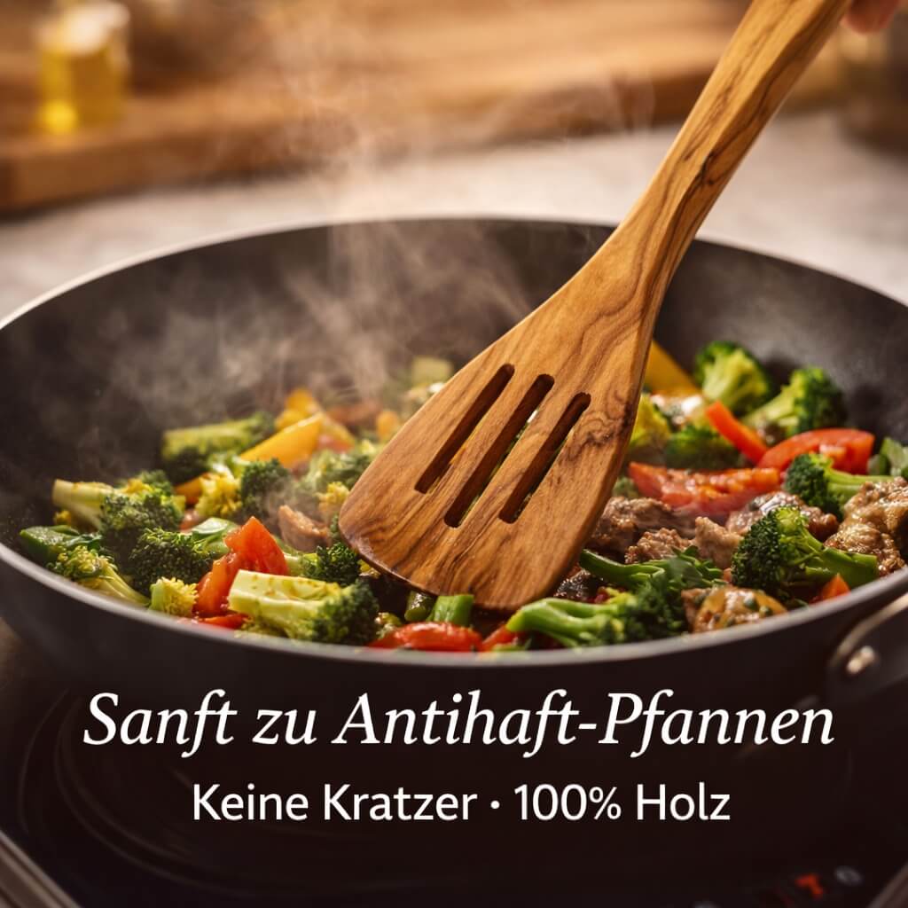 Pfannenwender aus Olivenholz mit Schlitzen (30 cm) - Image 4