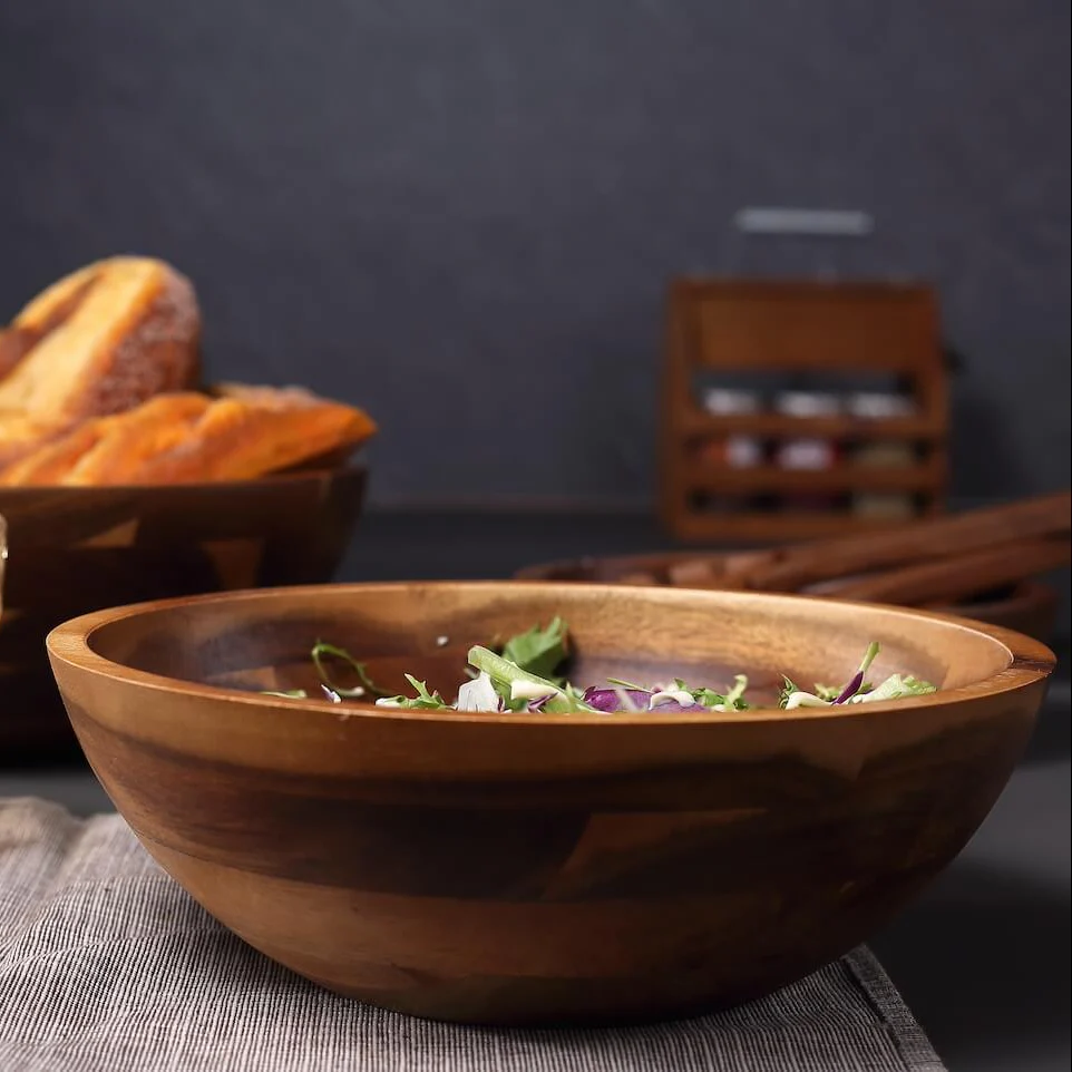 Salatschüssel Set aus Akazienholz – 3 Schüsseln inkl. Salatbesteck - Image 11