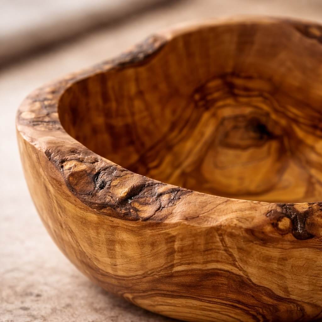 Schale aus Olivenholz - rustikalem Rand (Ø 14 cm) - Image 3