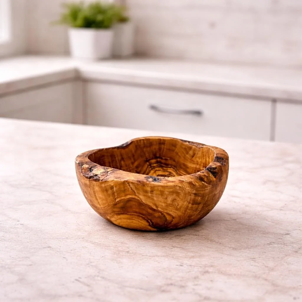 Schale aus Olivenholz - rustikalem Rand (Ø 14 cm) - Image 5