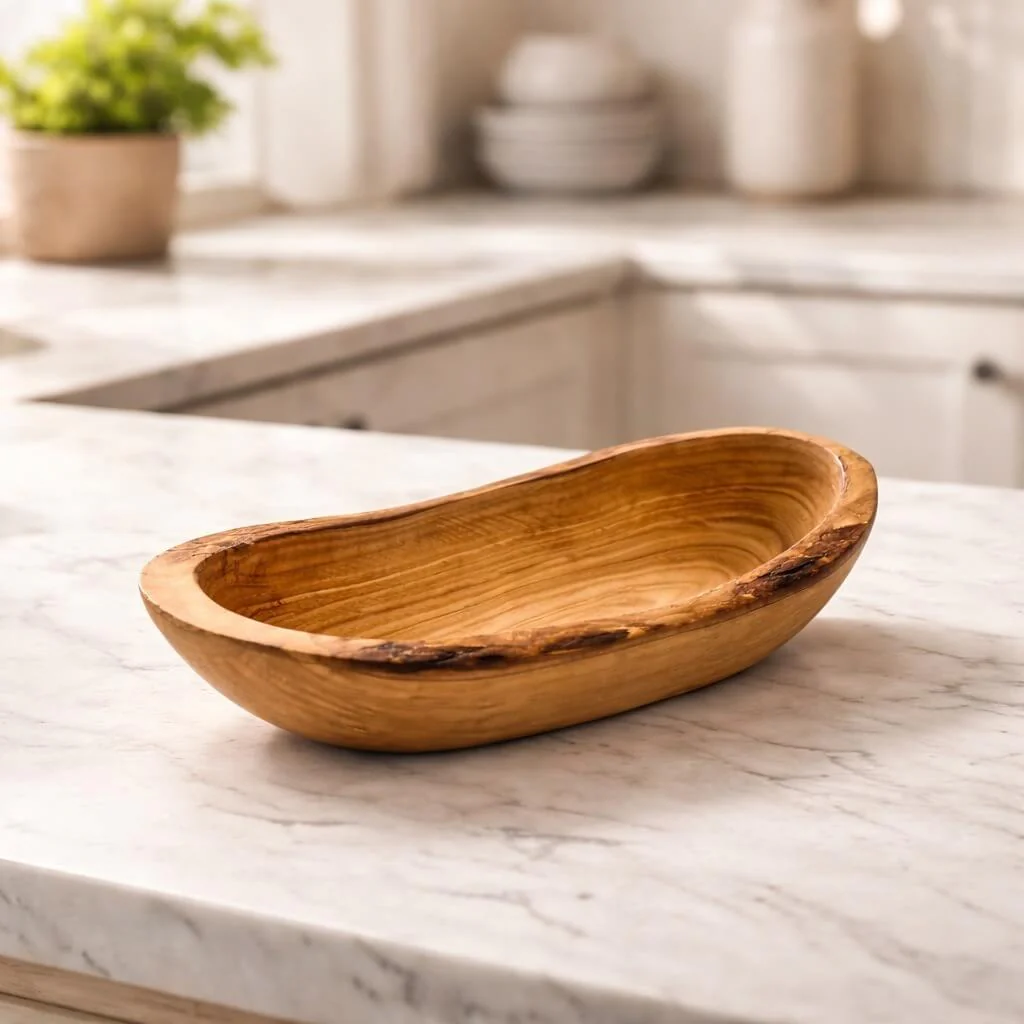 Servierschale aus Olivenholz - rustikale Kante (16cm) - Image 4