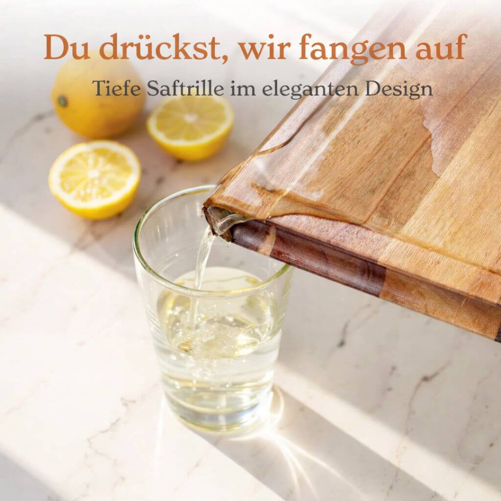Großes Schneidebrett - Doppelseitig mit umlaufender Saftrille & Snack-Kerbe - Image 3